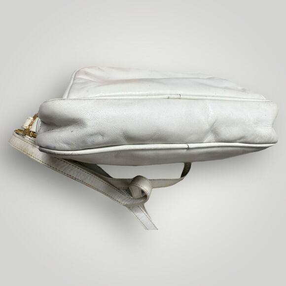 RARE Vintage 1980s Balenciaga Paris BB Logo Leather Crossbody Bag Cream Ivory - Picture 5 of 16